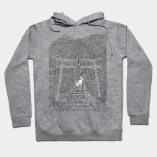 Secret path to the sacred forest - Line Art Hoodie